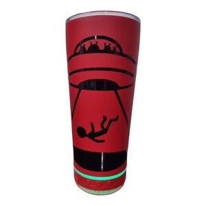 Red UFO Tumbler with Bluetooth Speaker Black Design Add a name
